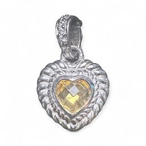 Judith Ripka Sterling Silver Citrine & Diamonique Heart Enhancer Pendant